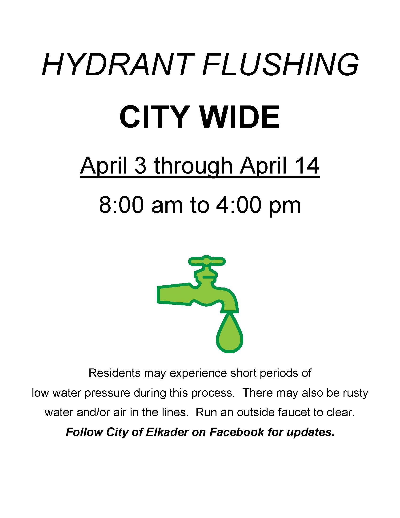 Spring hydrant flushing Elkader, Iowa