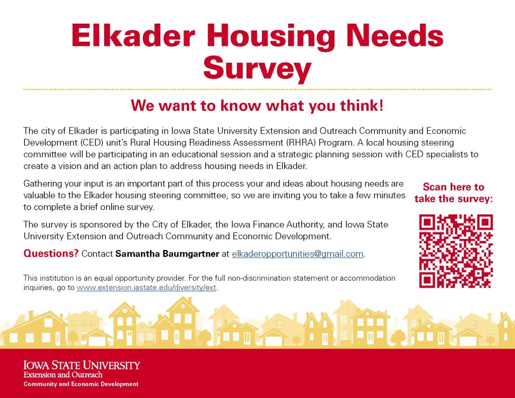 Community input sought for Elkader Housing Planning Elkader, Iowa